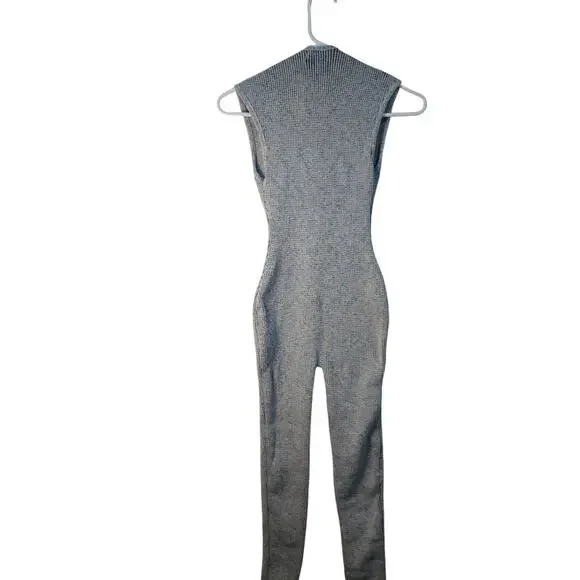Gray Sleeveless Knit Jumpsuit - Picture 10 of 10